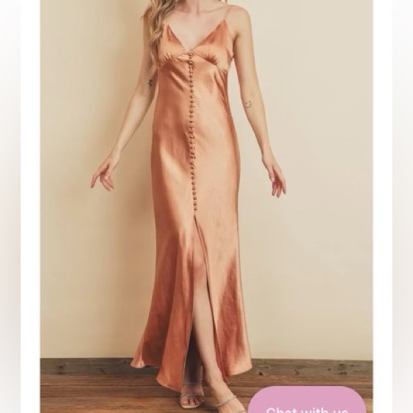 Satin Faux Button Down Midi Dress - Picture 3 of 3